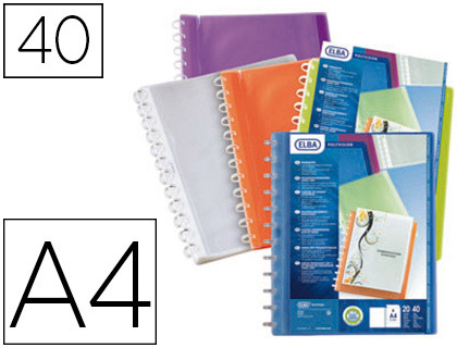 PROTGE-DOCUMENTS ELBA VARIO ZIP POLYVISION PP 5/10E A4 CAPACIT 40 POCHETTES 80 VUES LIVR AVEC 20 POCHETTES ASSORTIES