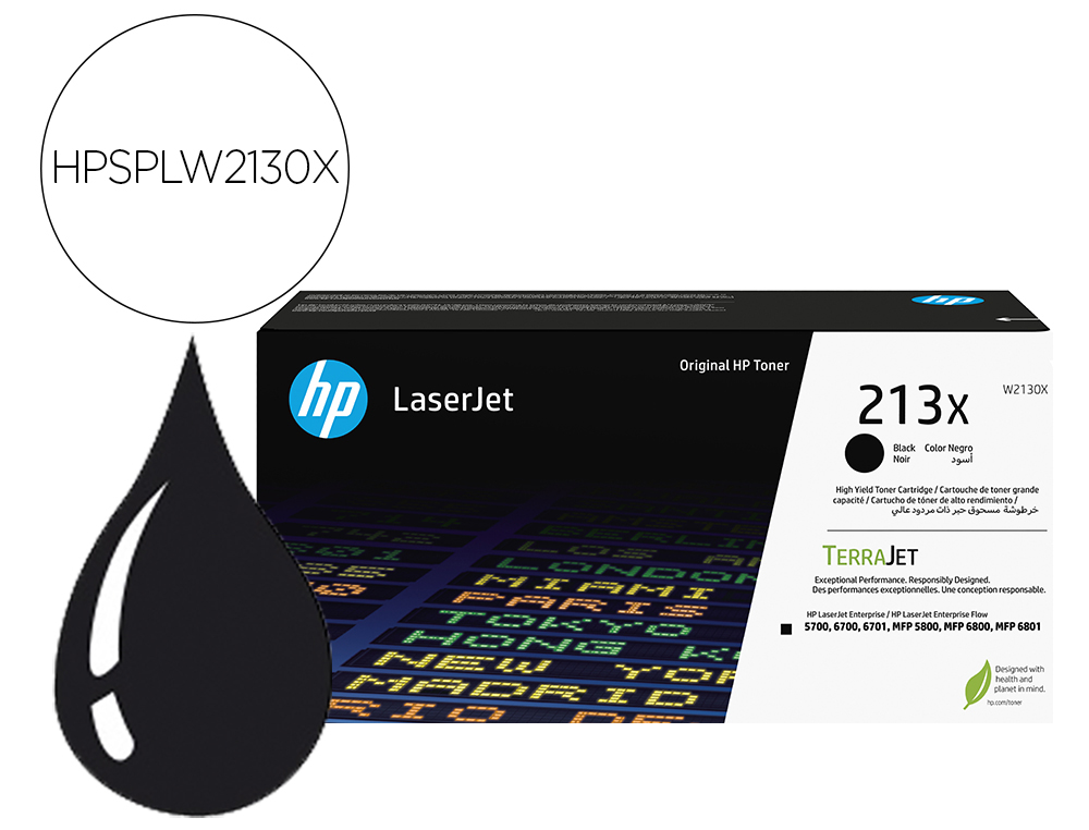 TONER LASER HP ORIGINAL 213X (W2130X) 9000P NOIR