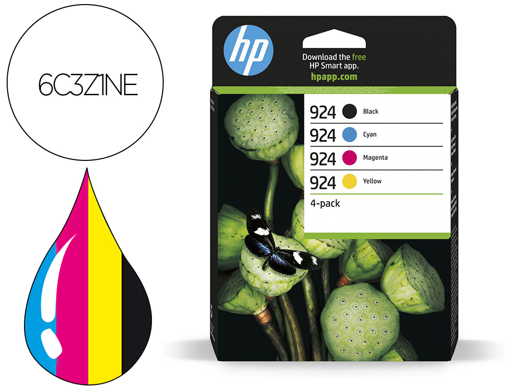 CARTOUCHE HP JET D'ENCRE ORIGINAL 924 6C3Z1NE PACK 4   COULEURS