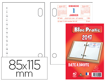 BLOC PHMRIDE EXACOMPTA SUR SOCLE ANNUEL 2024 1 JOUR/PAGE DROITE 85X115MM