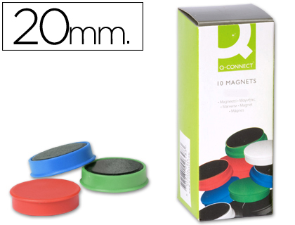 AIMANT Q-CONNECT DIAMTRE 20MM AFFICHAGE SIGNALISATION TOUTES SURFACES MTALLIQUES COLORIS ASSORTIS BOTE 10 UNITS