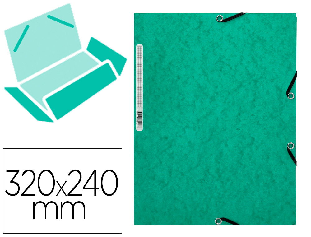 CHEMISE Q-CONNECT CARTE LUSTRE 375G POUR DOCUMENTS A4 320X243MM 3 RABATS COLORIS VERT