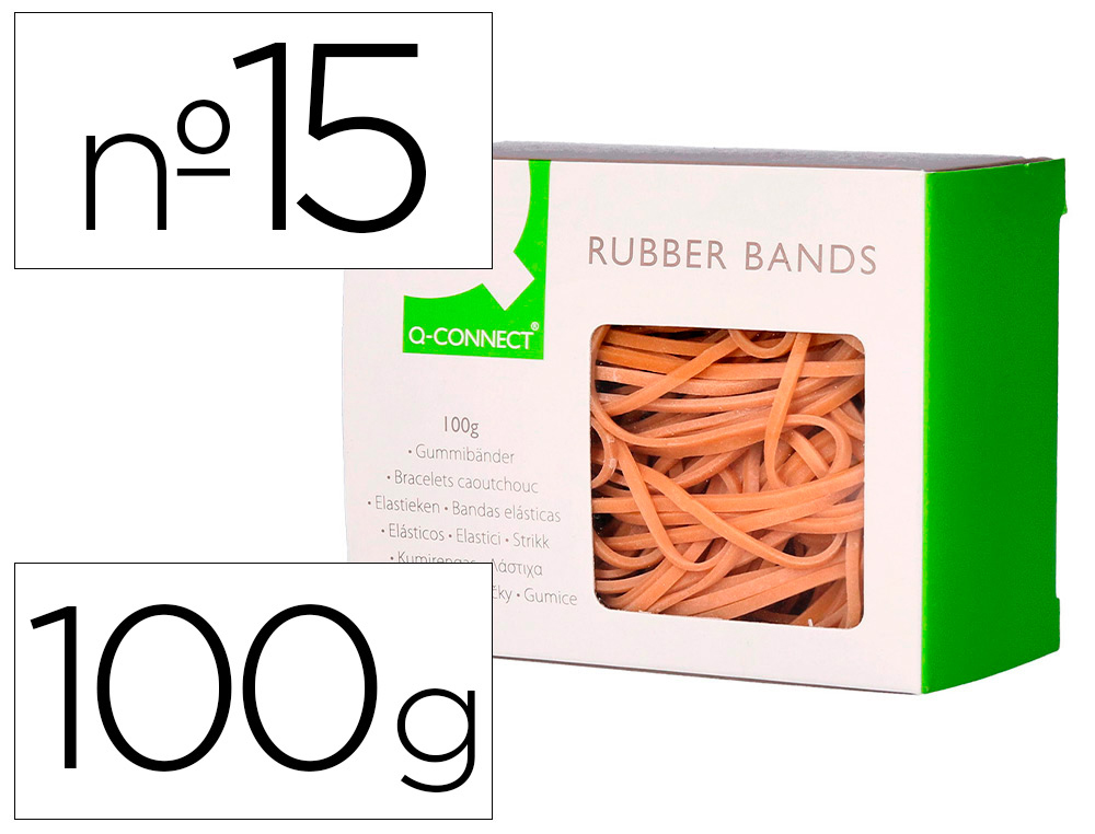 BRACELET CAOUTCHOUC Q-CONNECT N.15 150X2MM BOÎTE FENÊTRE 100G