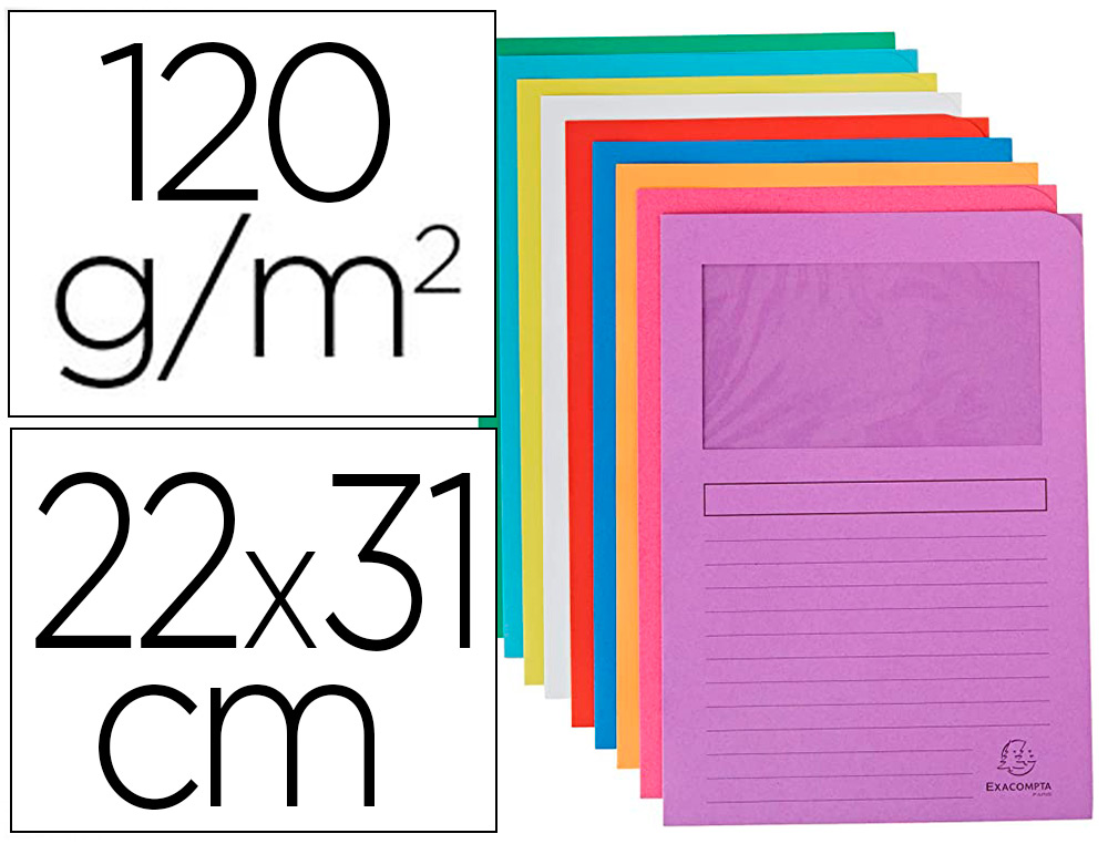 CHEMISE EXACOMPTA FOREVER CARTE RECYCLE 120G 22X31CM FENTRE COLORIS ASSORTIS PAQUET 50 UNITS