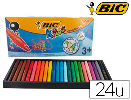 FEUTRE BIC KIDS VISACOLOR XL COLORIAGE ENCRE LAVABLE POINTE EXTRA-LARGE BLOQUE COULEURS TRS VIVES TUI TIROIR 24U
