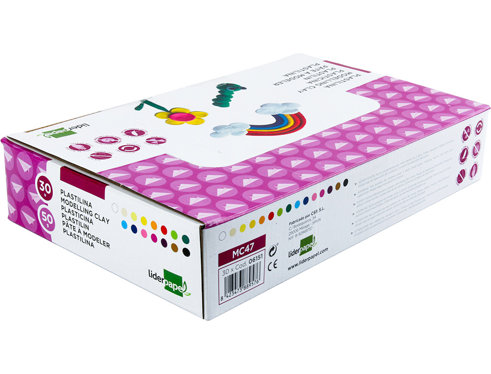 PTE  MODELER LIDERPAPEL VGTALE 15 COLORIS ASSORTIS ASSORTIMENT 30 PAINS DE 50G