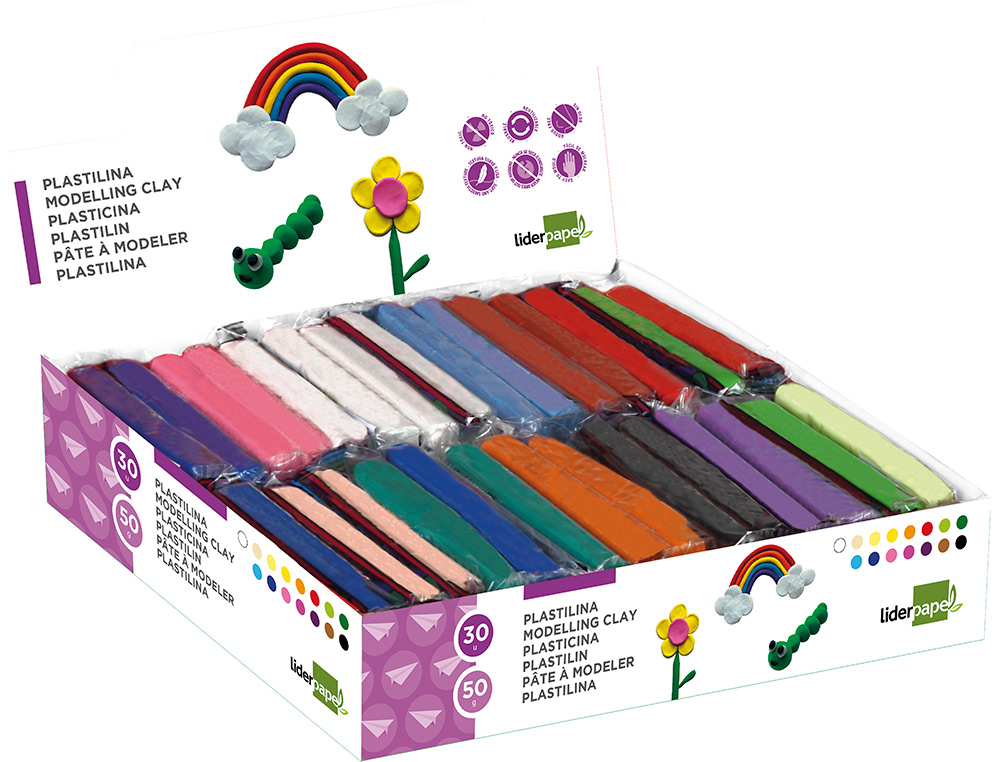 PTE  MODELER LIDERPAPEL VGTALE 15 COLORIS ASSORTIS ASSORTIMENT 30 PAINS DE 50G