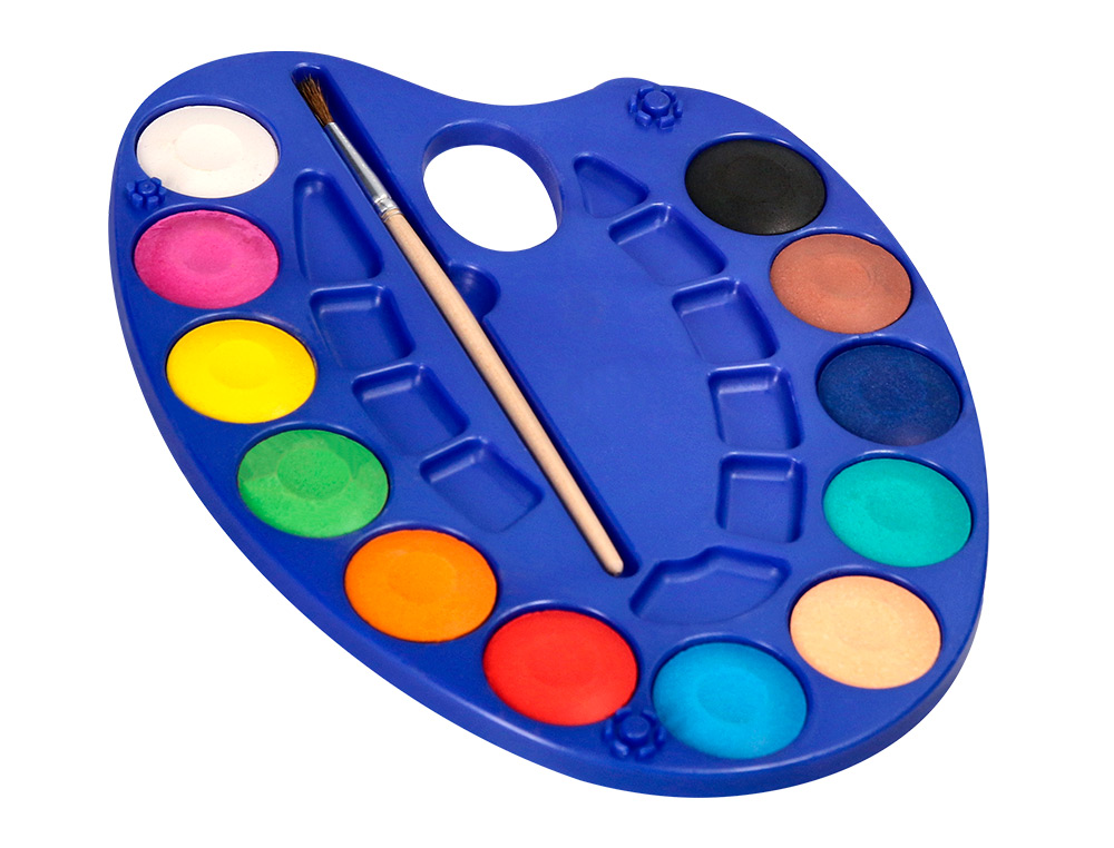 AQUARELLE LIDERPAPEL AVEC PALETTE ET PINCEAU INCLUS 12 COLORIS ASSORTIS