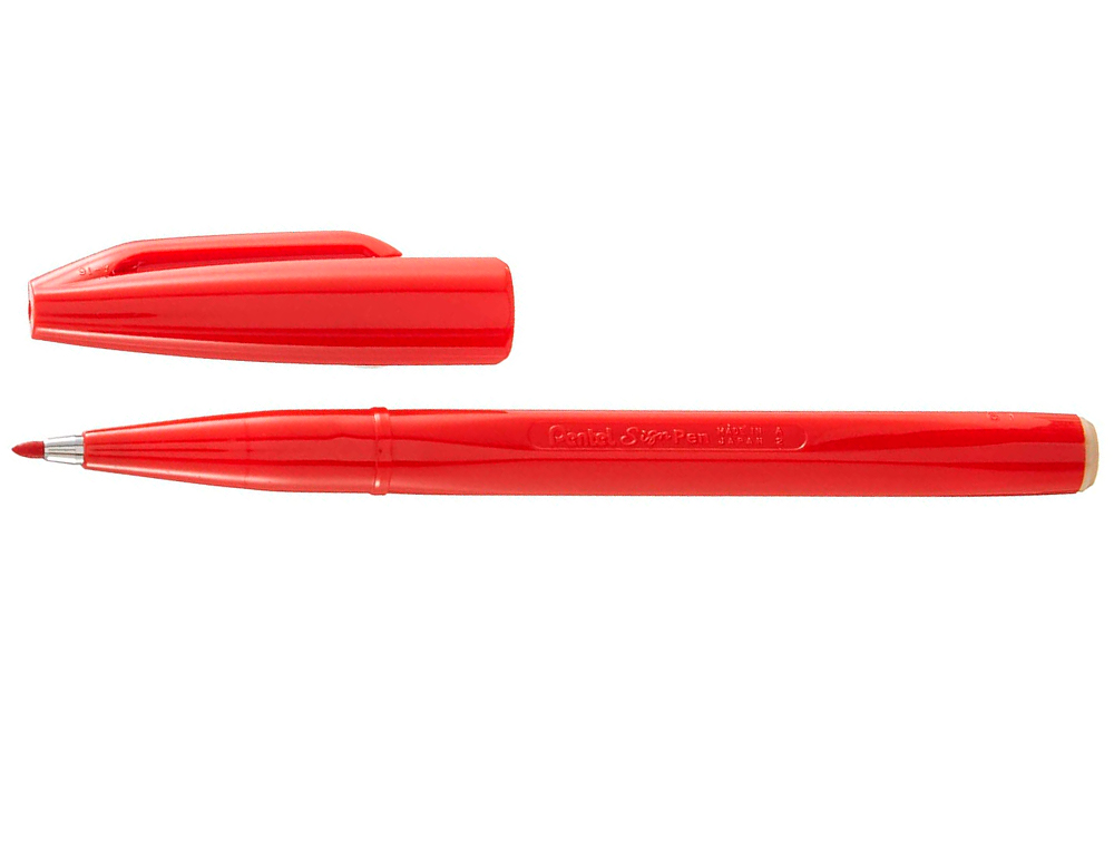 STYLO-FEUTRE PENTEL SIGN PEN AQUARELLABLE ÉCRITURE LARGE 0.8MM POINTE FIBRE ACRYLIQUE ENCRE SOLUBLE EAU COLORIS ROUGE