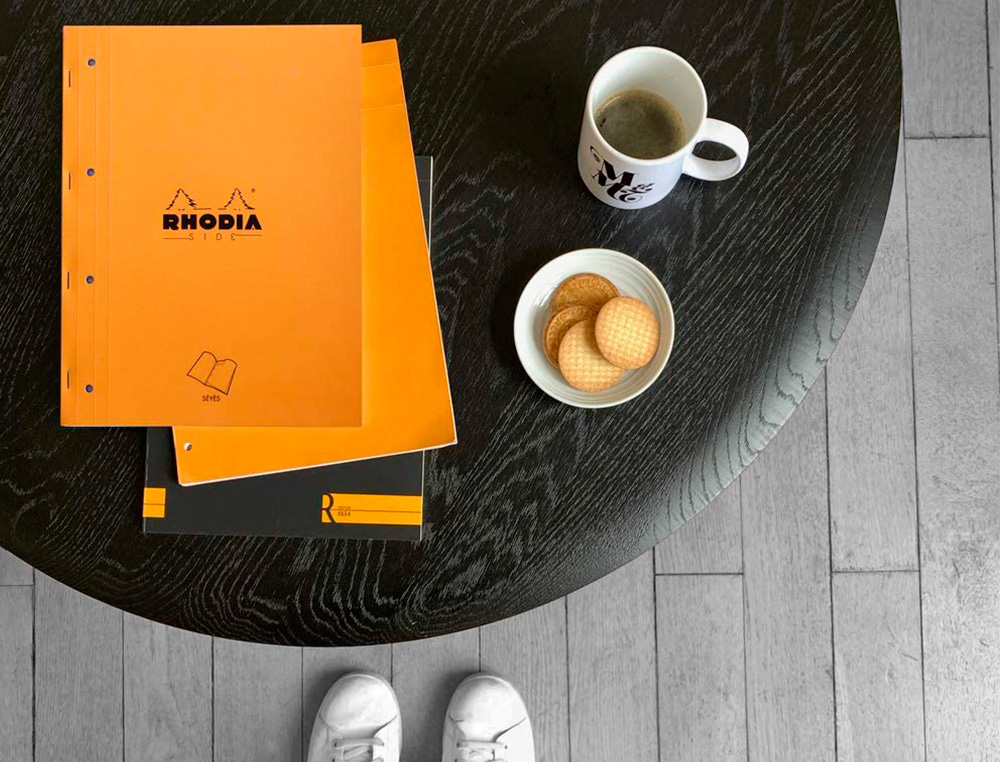 BLOC AGRAFE RHODIA A4+ 21X31,8CM 160 PAGES 5X5MM MICROPERFOREES DETACHABLES 4 TROUS LOT 3 UNITES