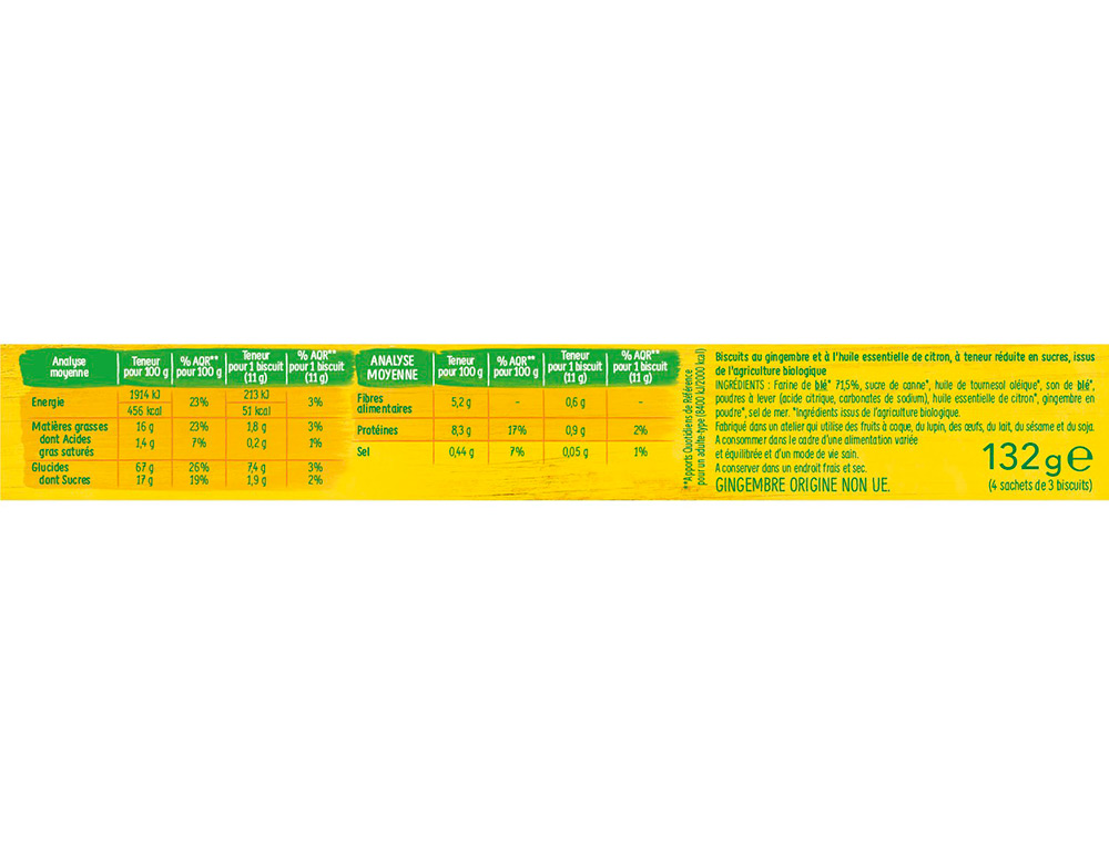 BISCUITS GERBLE BIO GINGENBRE SAVEUR CITRON 33G