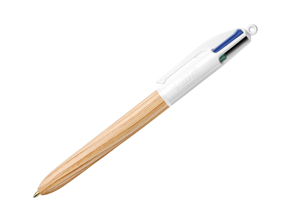 STYLO-BILLE BIC 4 COULEURS WOOD POINTE MOYENNE 1MM BOITE 12 UNITES