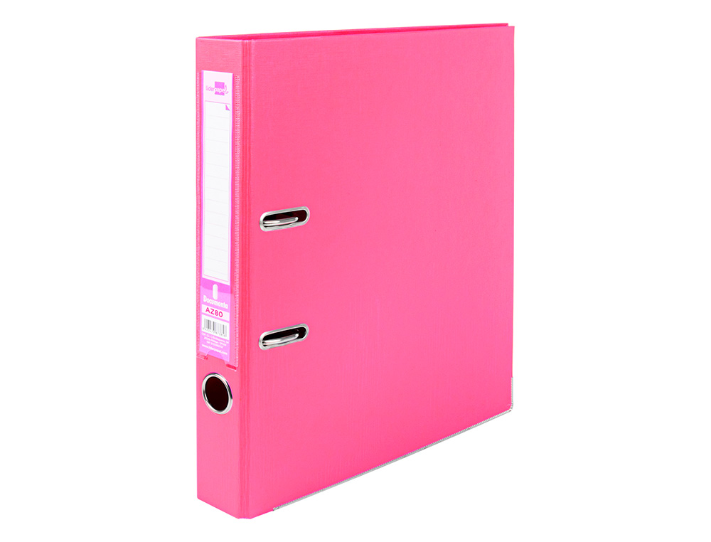 CLASSEUR LEVIER LIDERPAPEL A4 DOCUMENTA CARTON REMBORD 1,9MM DOS 52MM RADO MTALLIQUE COLORIS ROSE