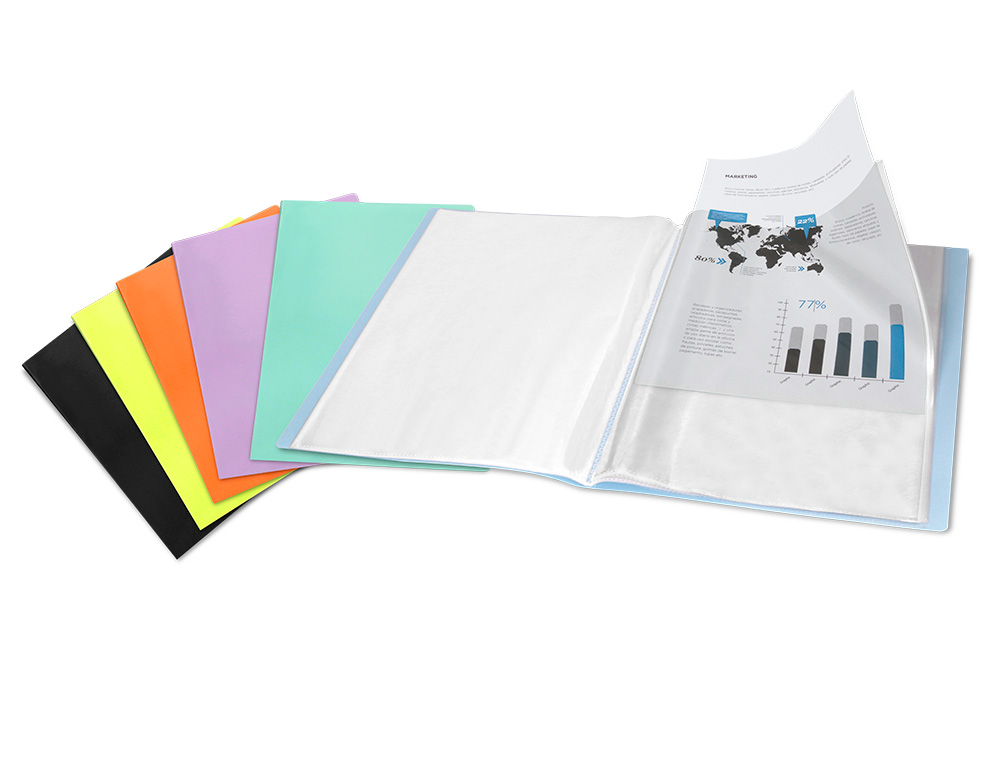 PROTEGE-DOCUMENTS LIDERPAPEL POLYPROPYLENE COUVERTURE      FLEXIBLE 40 POCHETTES FIXES   A4 220X297MM BLEU CIEL OPAQUE