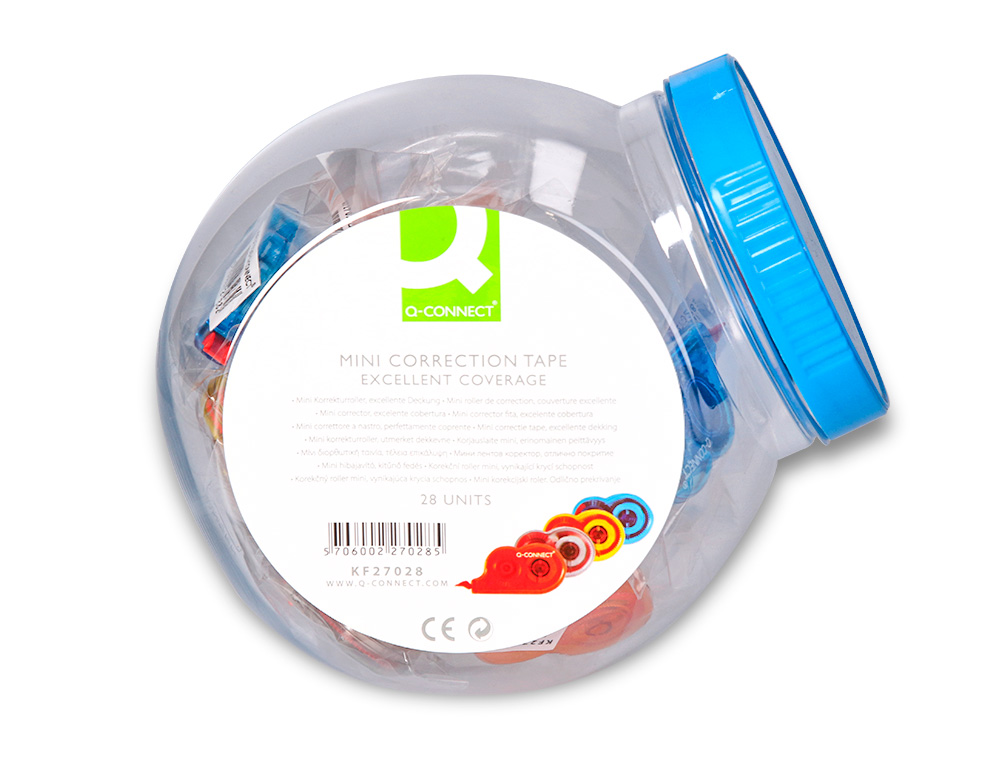 CORRECTEUR Q-CONNECT DVIDOIR MINI RUBAN 4.2MMX5M APPLICATION FRONTALE RCRITURE IMMDIATE COLORIS ASSORTIS BOTE 28U