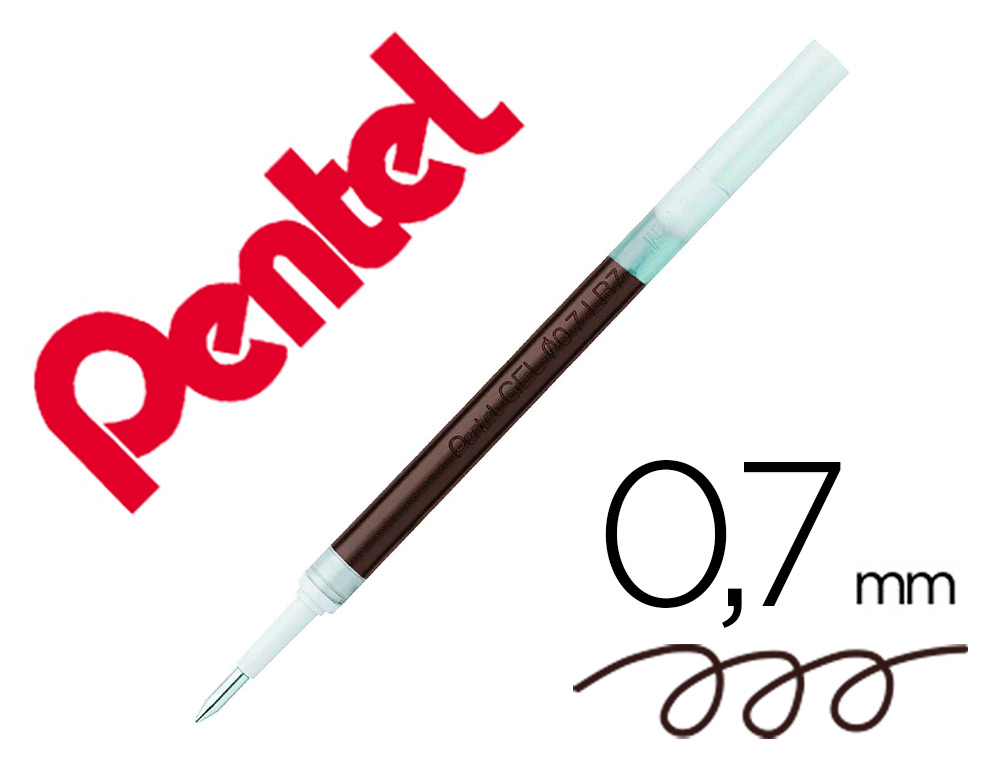 RECHARGE ROLLER PENTEL ENCRE GEL BL77 BL107 ENCRE FLUIDE   DOUCE LUMINEUSE POINTE        MOYENNE SECHAGE RAPIDE MARRON