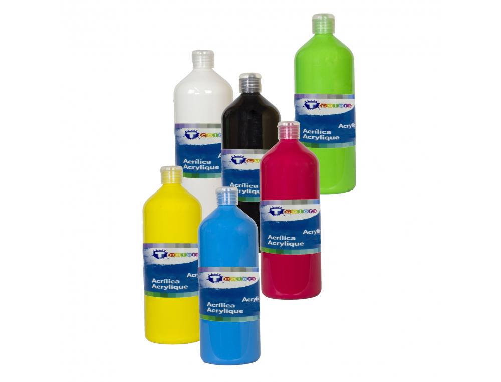 PEINTURE ACRYLIQUE TCOLORS MULTISUPPORTS SECHAGE RAPIDE  500ML COLORIS CYAN