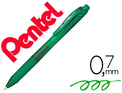 ROLLER PENTEL ENERGEL RTRACTABLE RECHARGEABLE POINTE MTAL 0.7MM VERT