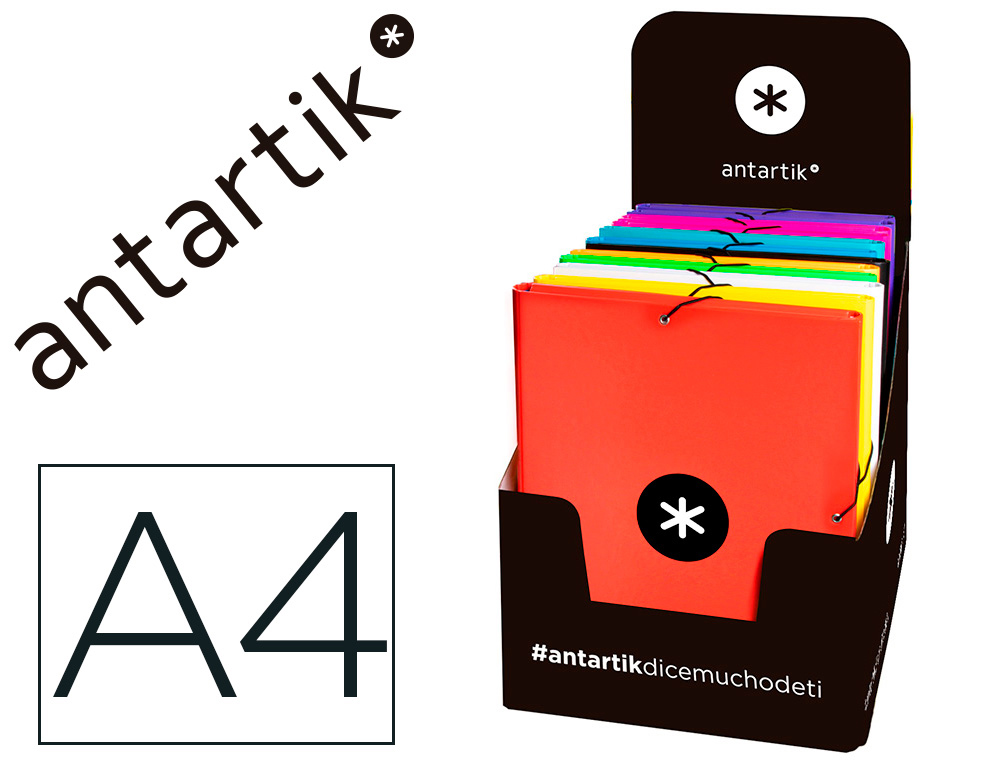 CHEMISE LIDERPAPEL ANTARTIK A4 LASTIQUE 3 RABATS CARTON  REMBORD COLORIS ASSORTIS