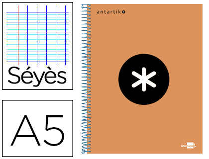 CAHIER SPIRALE LIDERPAPEL ANTARTIK A5 240P 100G COUVERTURE REMBORDE SYS MICROPERFOR   COLORIS ORANGE FLUO