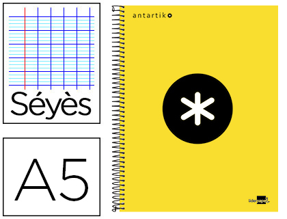 CAHIER SPIRALE LIDERPAPEL ANTARTIK A5 240P 100G COUVERTURE REMBORDE SYS MICROPERFOR   COLORIS JAUNE FLUO