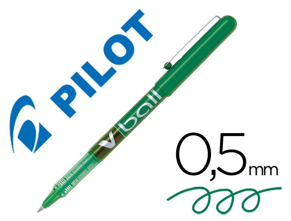 ROLLER PILOT VBALL 5 CRITURE FINE 0.3MM ENCRE LIQUIDE NIVEAU VISIBLE RGULATEUR DBIT CLIP MTAL COLORIS VERT