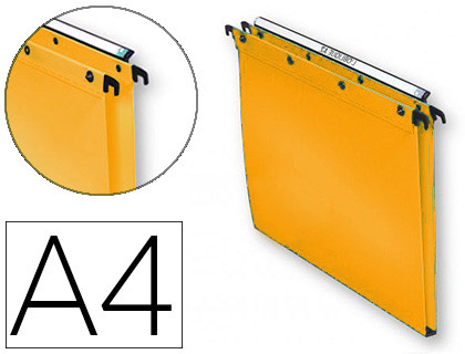 DOSSIER SUSPENDU L'OBLIQUE POLYPRO ULTIMATE 5/10E TIROIR ENTRAXE 330MM H250MM FOND 15 JAUNE ORANGE PACK 10 UNITS