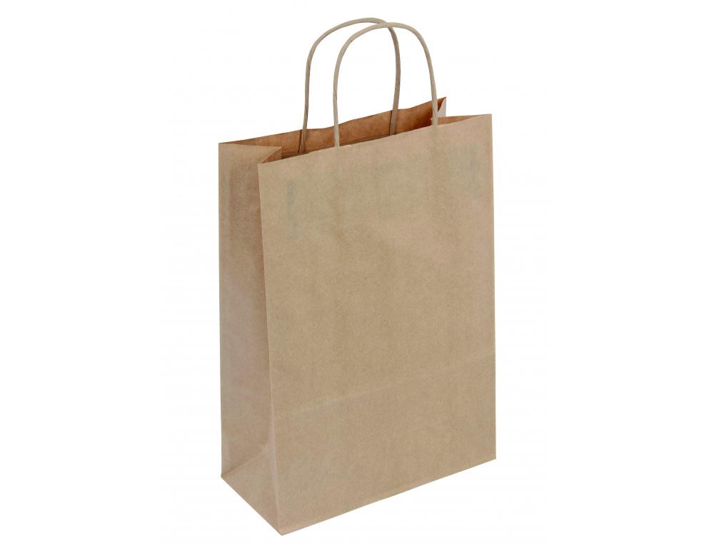 SAC KRAFT 100G/M2 POIGNEES TORSADEES 32X12X44CM PAQUET   50 UNITES COLORIS BRUN