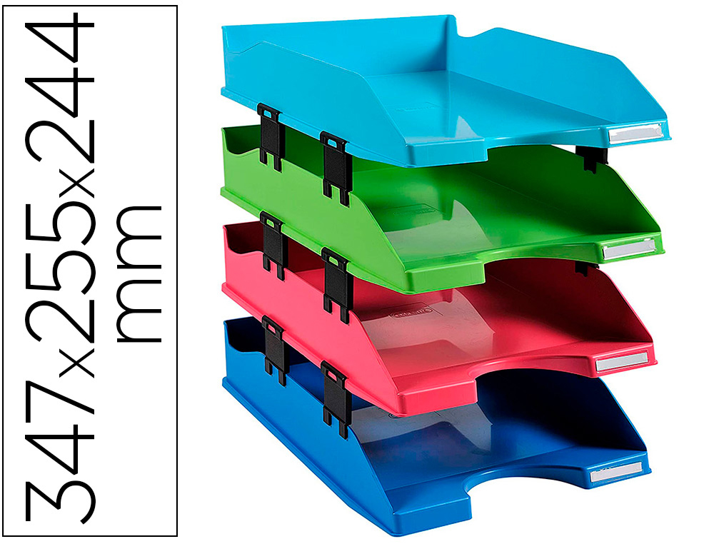 CORBEILLE A COURRIER EXACOMPTA COMBO MIDI CLIMATE NEUTRAL POLYSTYRENE 347X255X244MM COLORIS ASSORTIS SET 4 UNITES