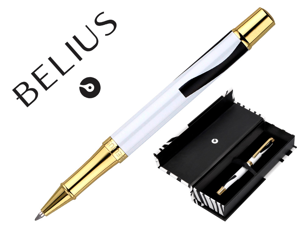 ROLLER BELIUS B&W ALUMINIUM ATTRIBUTS OR ENCRE NOIRE      COLORIS NOIR ZEBRURES         BLANCHES DANS COFFRET CADEAU