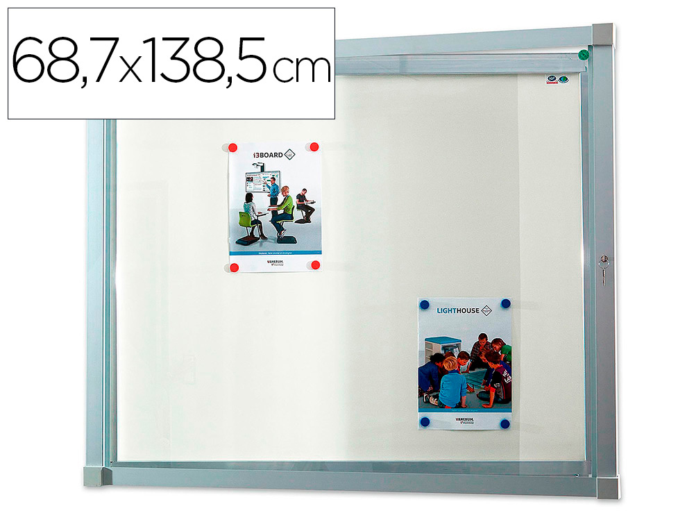 VITRINE AFFICHAGE VANERUM EXTERIEUR FOND METAL GLACE    COULISSANTE 12 FEUILLES