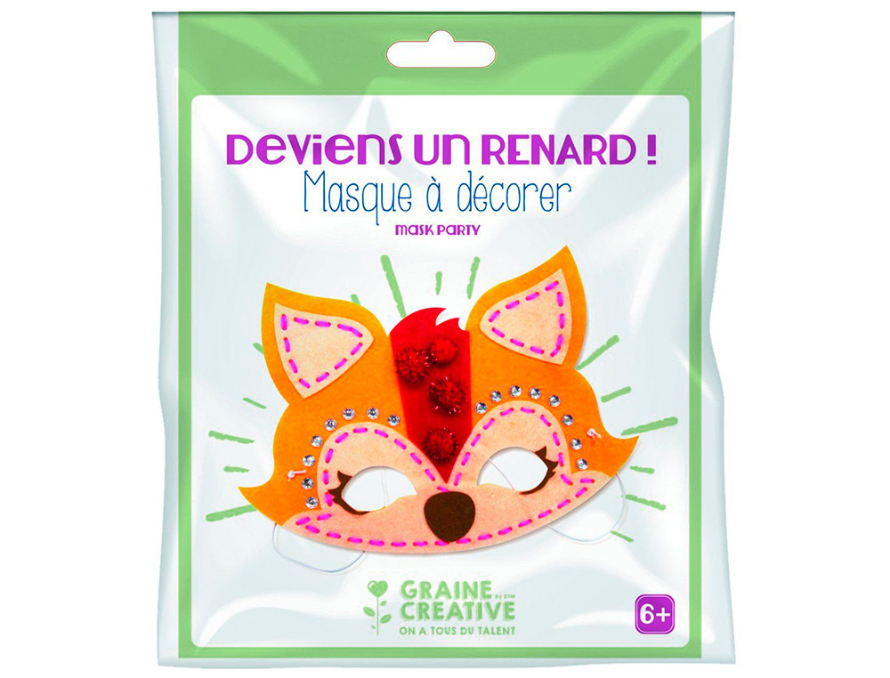 MASQUE EN FEUTRINE GRAINE CREATIVE KIT MASQUE A         ASSEMBLER ET ACCESSOIRES      MODELE RENARD