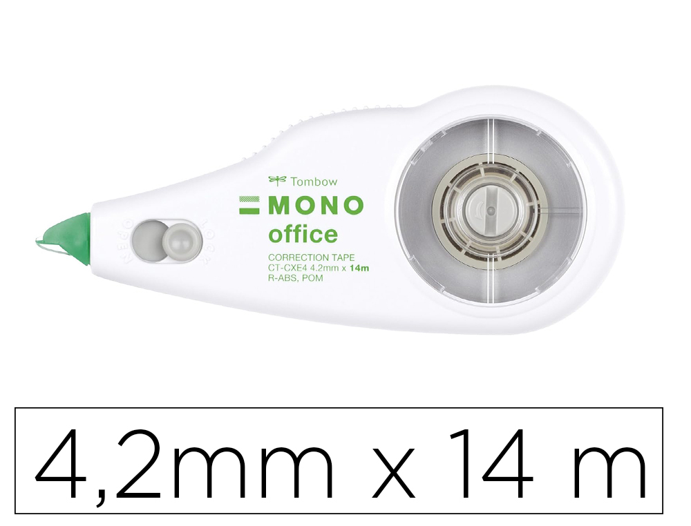 ROLLER CORRECTEUR TOMBOW MONO OFFICE RECHARGEABLE FRONTAL   4,2MMX14M BOITE CARTON