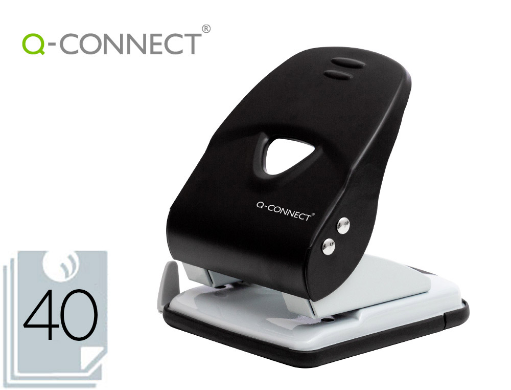PERFORATEUR Q-CONNECT KF14221 2 TROUS OUVERTURE 4MM         CAPACITE 40 FEUILLES COLORIS  NOIR