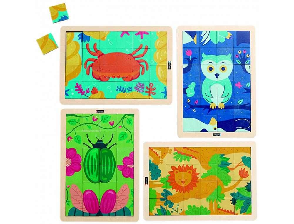 PUZZLES NATHAN PUZZLES MAGIQUES LES ANIMAUX LOT DE 4 PUZZLES