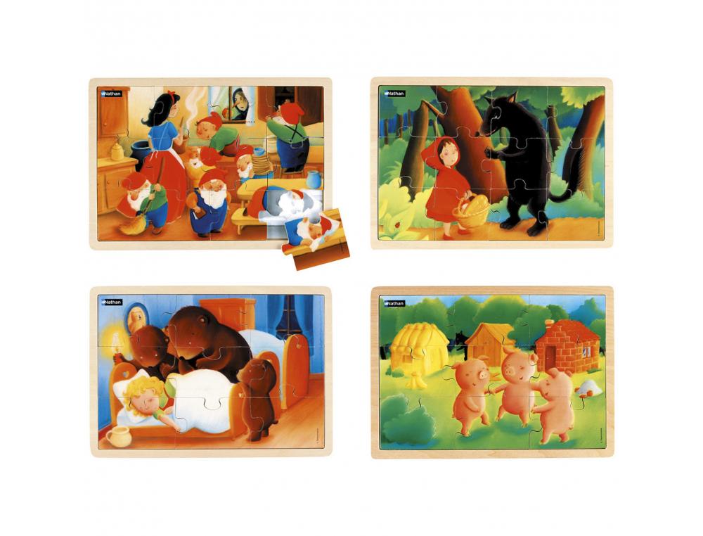 PUZZLES NATHAN LES CONTES LOT DE 4 PUZZLES