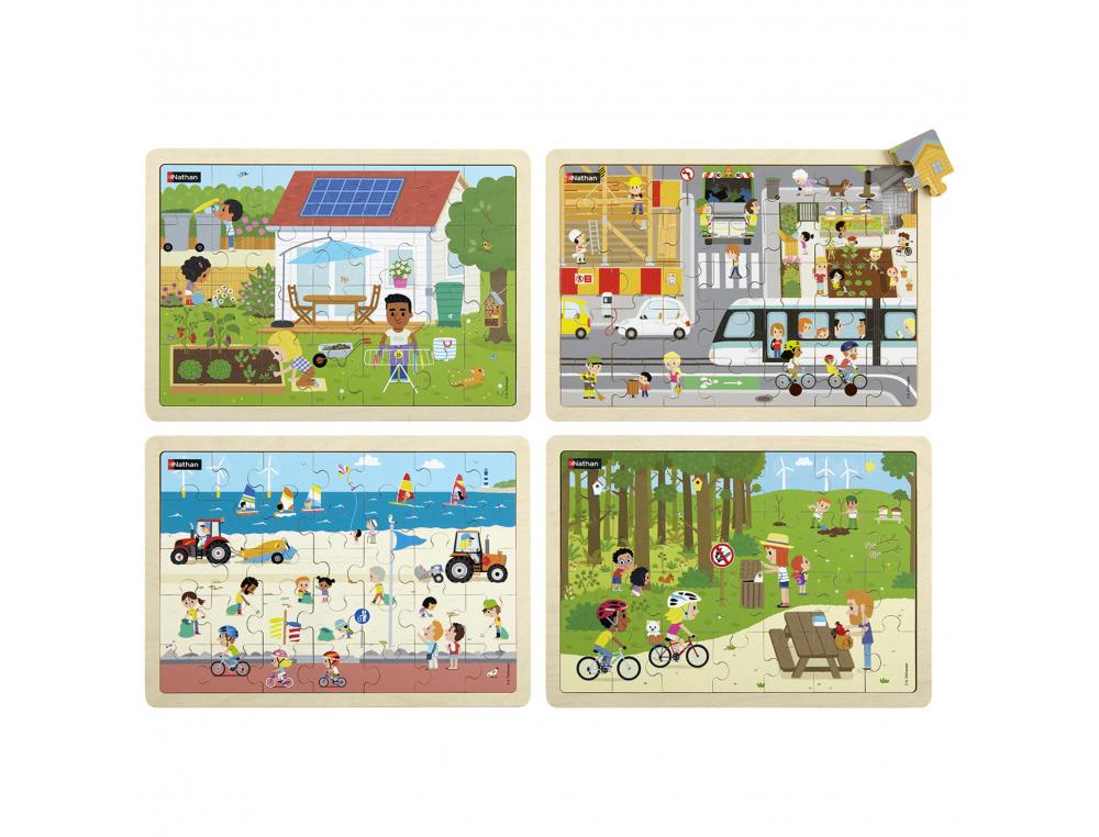 PUZZLES NATHAN ECO-CITOYENS LOT DE 4 PUZZLES