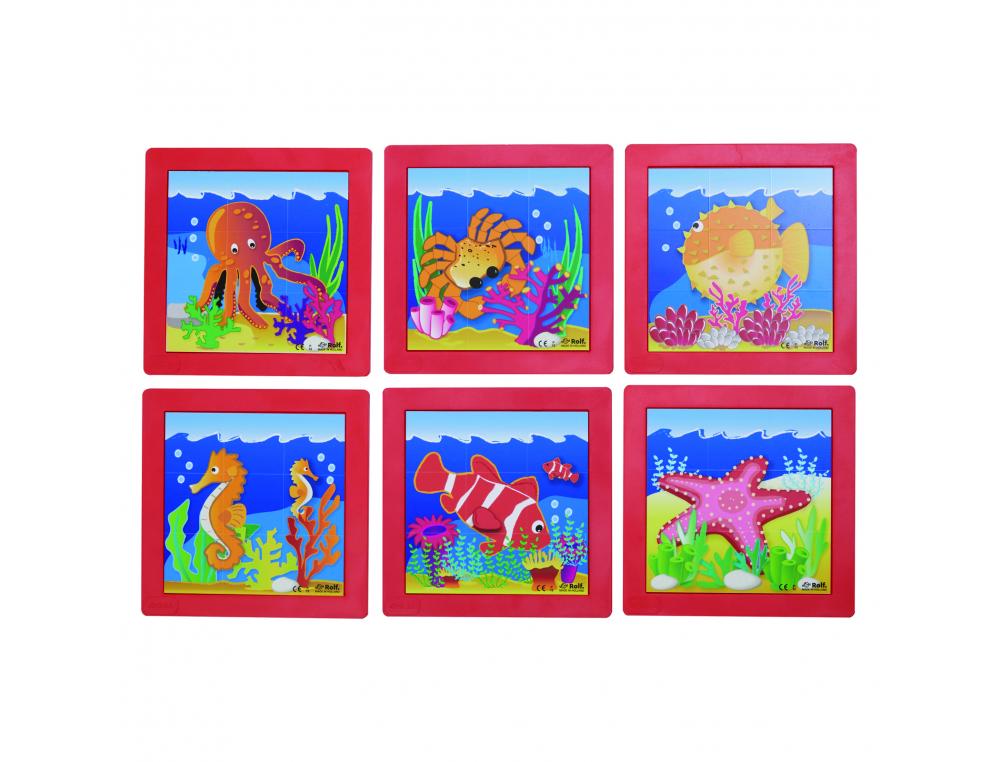 PUZZLES SOUPLES AVEC CADRE ROLF LES ANIMAUX MARINS 6     PUZZLES DE 9 PIECES