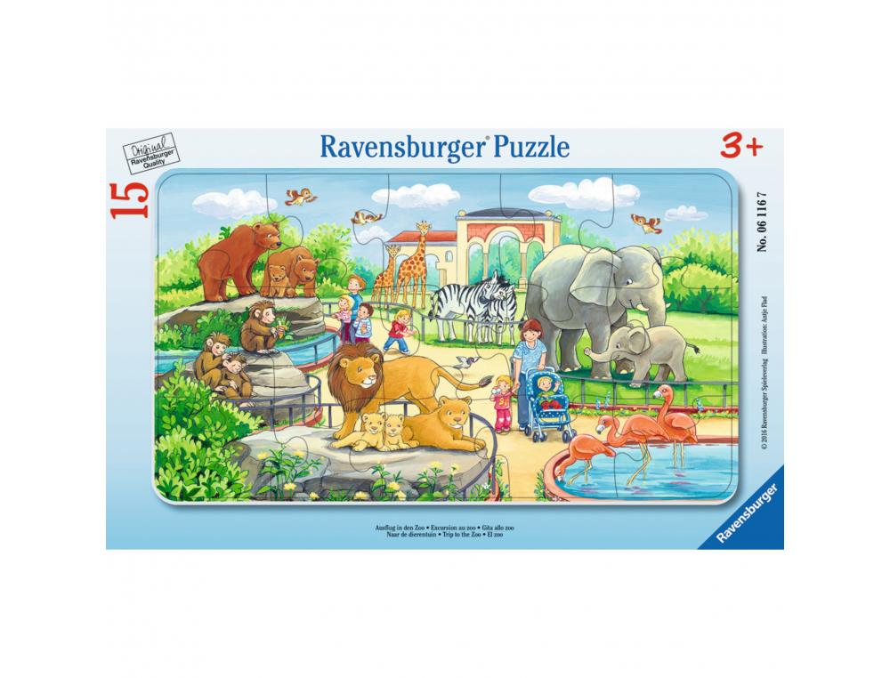 PUZZLES CARTON 15 PIECES RAVENSBURGER EXCURSION AU ZOO 1 PUZZLE DE 15 PIECES ET 1    CADRE