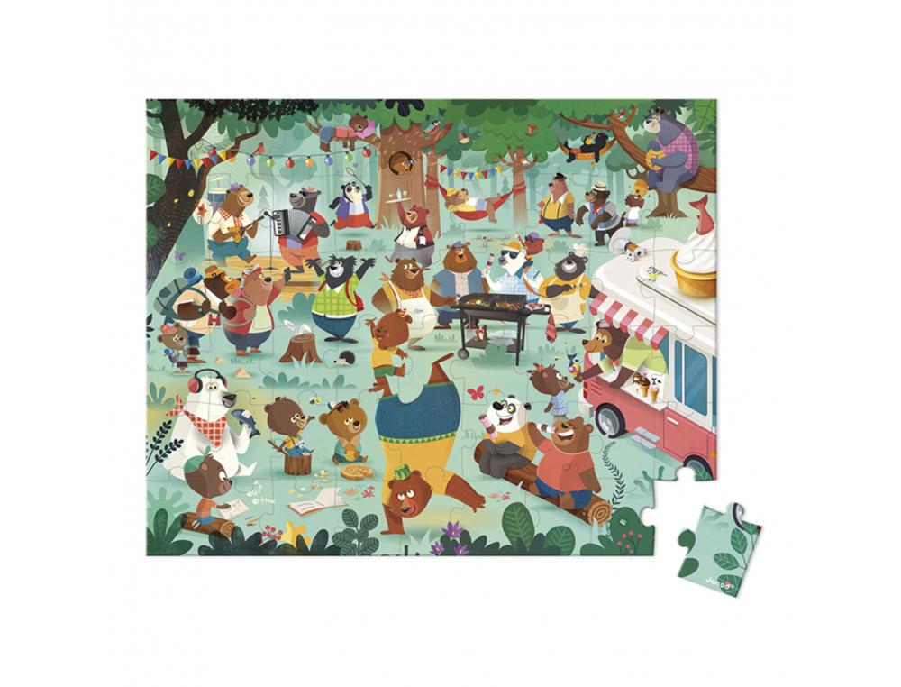 PUZZLES CARTON 50 A 99 PIECES JANOD LA COUSINADE DES OURS   54 PIECES ET 1 POSTER MODELE