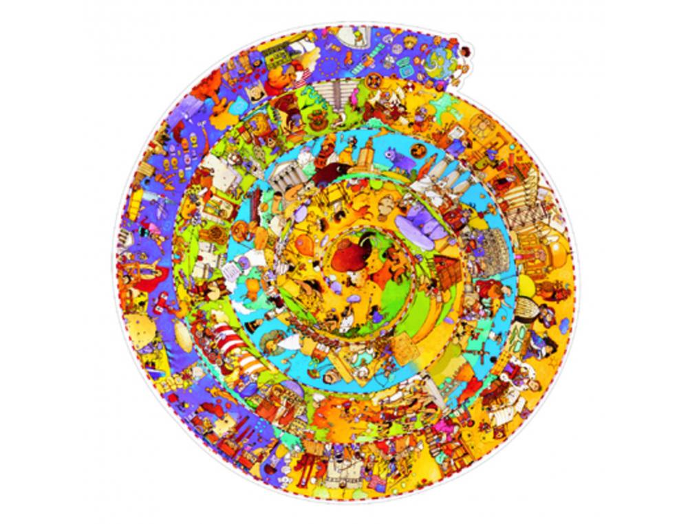 PUZZLES CARTON 350 PIECES DJECO HISTOIRE + LIVRET ROND  FRESQUE HISTORIQUE 350 PIECES ET POSTER DE MEME TAILLE