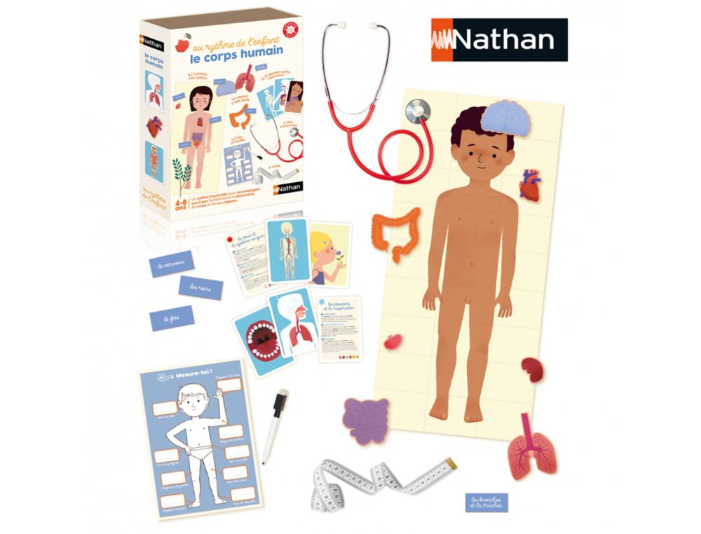 DECOUVERTE DU CORPS HUMAIN NATHAN LE CORPS HUMAIN GEANT  COFFRET D ACTIVITES 1 METRE   MESUREUR 1 POSTER TAILLE