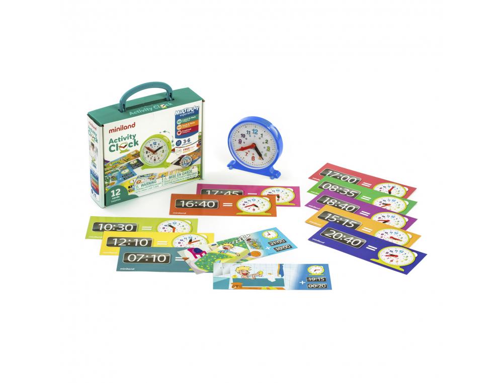 APPRENTISSAGE DE L EHURE ET MINUTES MINILAND J APPRENDS L HEURE 1 HORLOGE 11 CM ET 12   FICHES D ACTIVITES