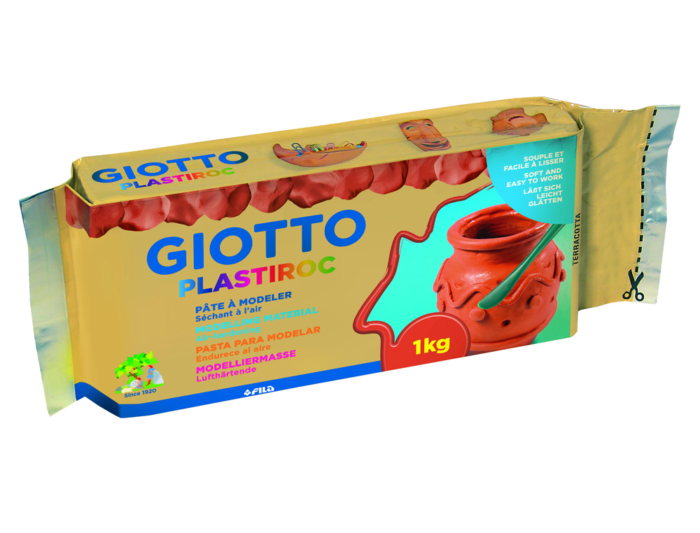 PLASTIROC GIOTTO PATE MINERALE FACILE A LISSER PAIN DE 1KG COLORIS TERRACOTTA