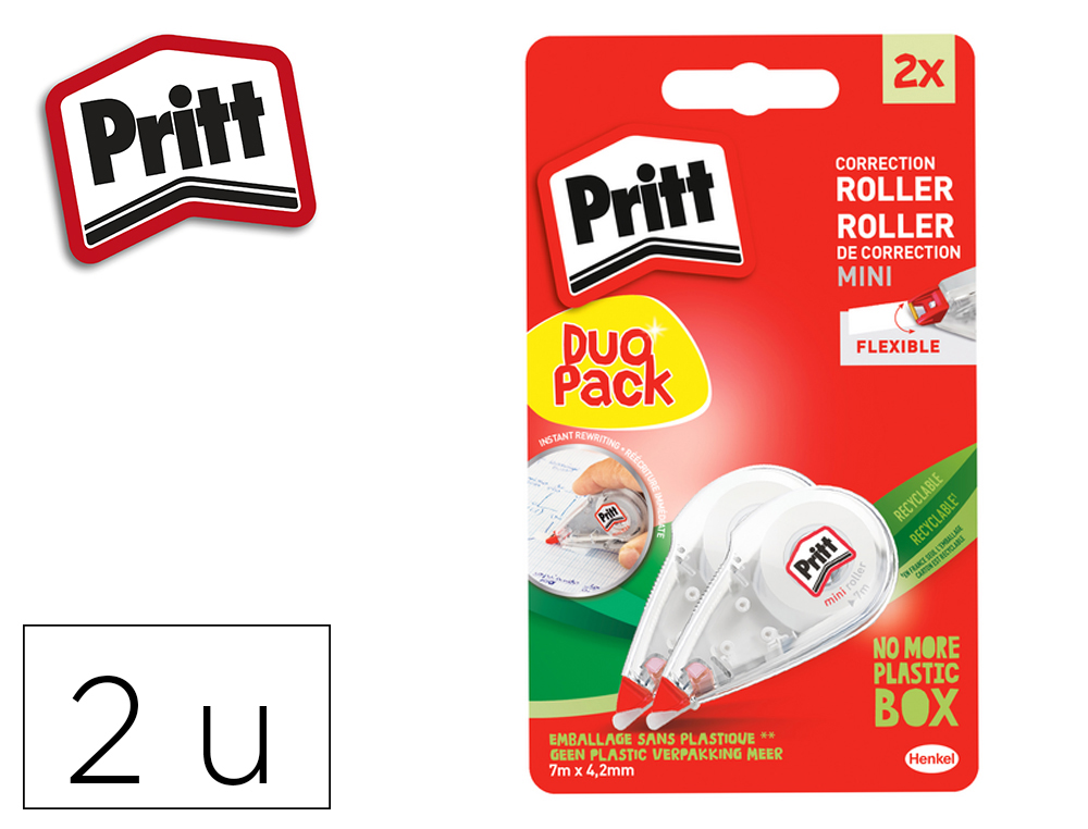 MINI ROLLER DE CORRECTION PRITT 4.2MMX7M LOT DE 2