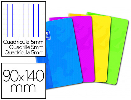 CARNET PIQU OXFORD COUVERTURE PELLICULE LAVABLE SOUPLE 9X14CM 96 PAGES 90G 5X5MM COLORIS ASSORTIS