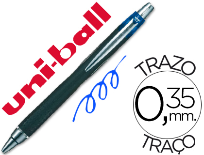 STYLO-BILLE UNIBALL JETSTREAM RT CRITURE MOYENNE 0.8MM ENCRE GEL RTRACTABLE GRIP ANTIGLISSE AGRAFE MTAL COLORIS BLEU