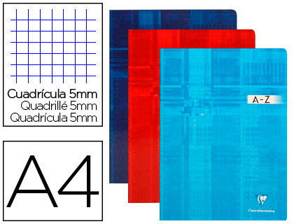 RPERTOIRE CLAIREFONTAINE PIQRE PAPIER VLIN VELOUT COUVERTURE PELLICULE LAVABLE A4 210X297MM 96 PAGES 90G 5X5MM