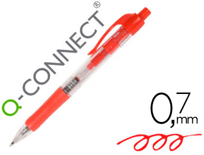 STYLO-BILLE Q-CONNECT RTRACTABLE CRITURE MOYENNE 0.7MM ENCRE CLASSIQUE CLIP GRIP PRHENSION COULEUR ENCRE ROUGE