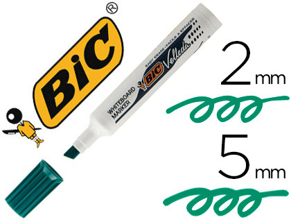 MARQUEUR BIC VELLEDA 1791 EFFAABLE POINTE BISEAUTE TRAC 2/5MM CORPS PLASTIQUE ENCRE CTONE VERT